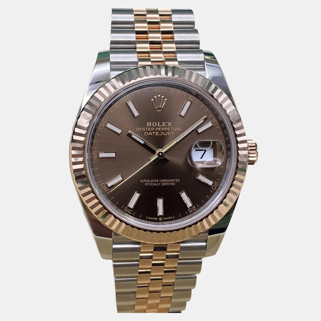 Rolex Datejust 126331 Automatic Brown Dial Stainless Steel 18k Rose Gold Men's Wristwatch 41 mm