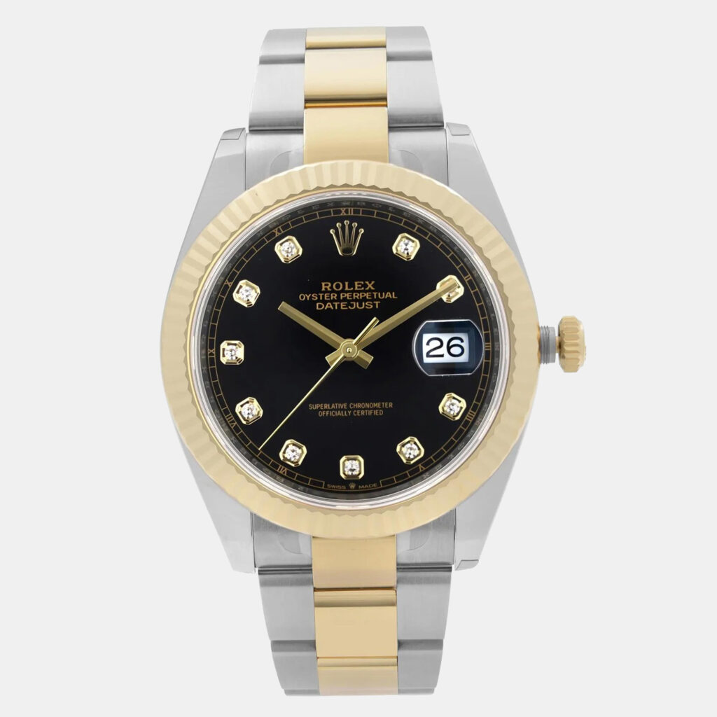 Rolex Datejust 126333 Automatic Black Diamond Dial Stainless Steel 18k Yellow Gold Men's Wristwatch 41 mm