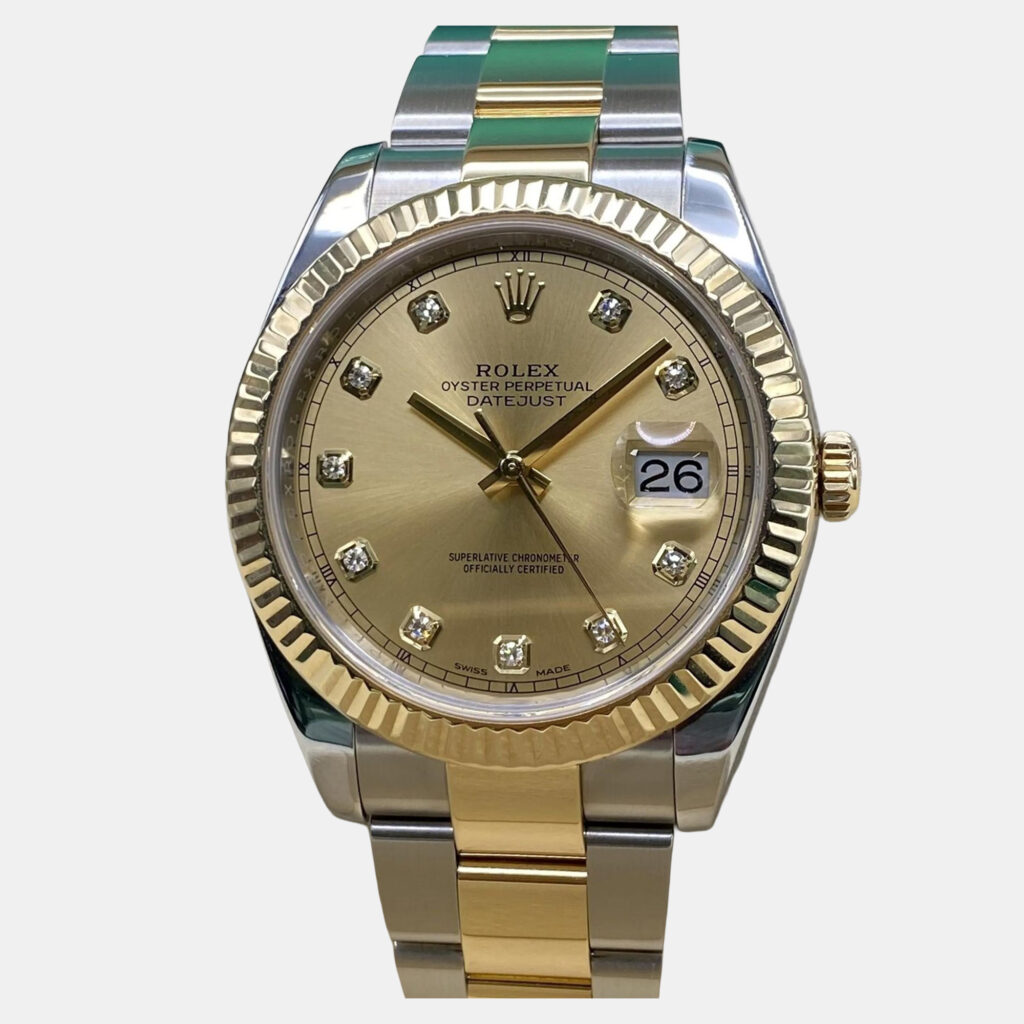 luxury-men-rolex-used-watches-p1246395-005-1.jpg Rolex Datejust 126333 Automatic Champagne Diamond Dial Stainless Steel 18k Yellow Gold Men's Wristwatch 41mm