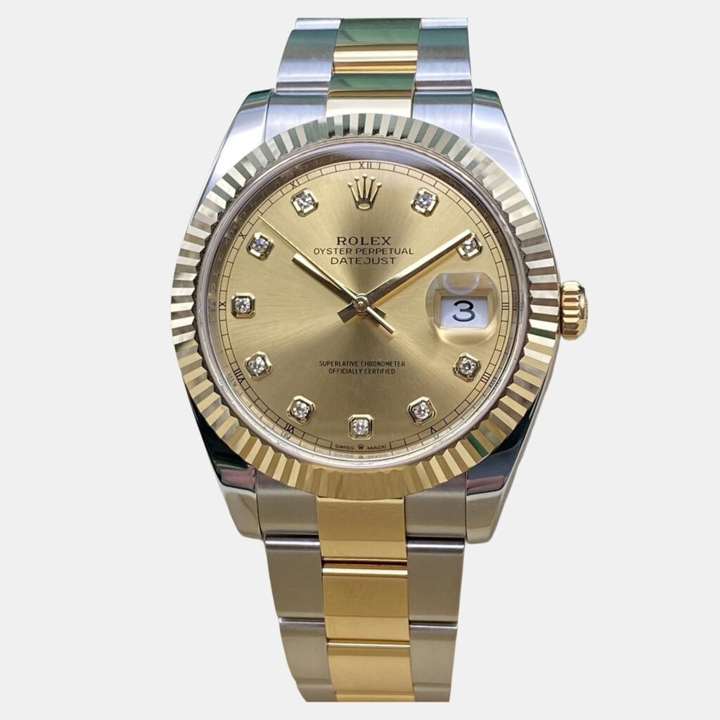 Rolex Datejust 126333 Automatic Champagne Diamond Dial Stainless Steel 18k Yellow Gold Men's Wristwatch 41mm