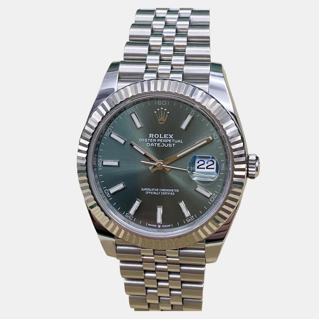 Rolex Datejust 126334 Automatic Mint Green Dial Stainless Steel White Gold Men's Wristwatch 41mm