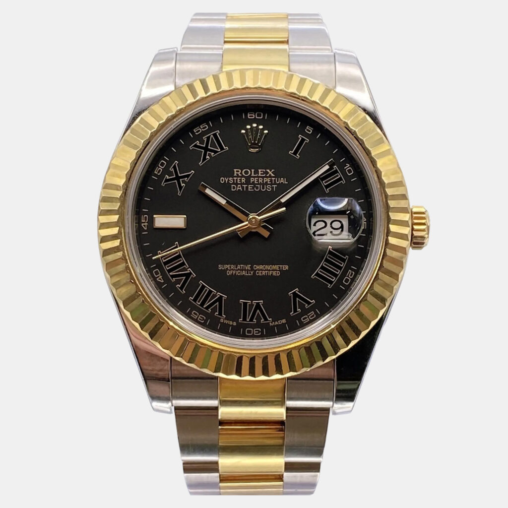 Rolex Datejust II 116333 Automatic Black Dial Stainless Steel 18k Yellow Gold Men's Wristwatch 41mm