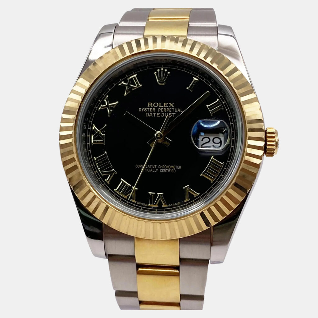 Rolex Datejust II 116333 Automatic Black Dial Stainless Steel 18k Yellow Gold Men's Wristwatch 41mm