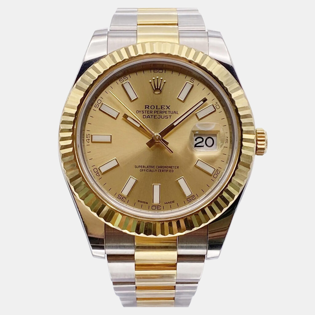 Rolex Datejust II 116333 Automatic Champagne Dial Stainless Steel 18k Yellow Gold Men's Wristwatch 41mm