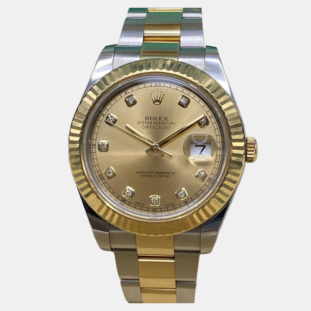 Rolex Datejust II 116333 Automatic Champagne Diamond Dial Stainless Steel 18k Yellow Gold Men's Wristwatch 41mm