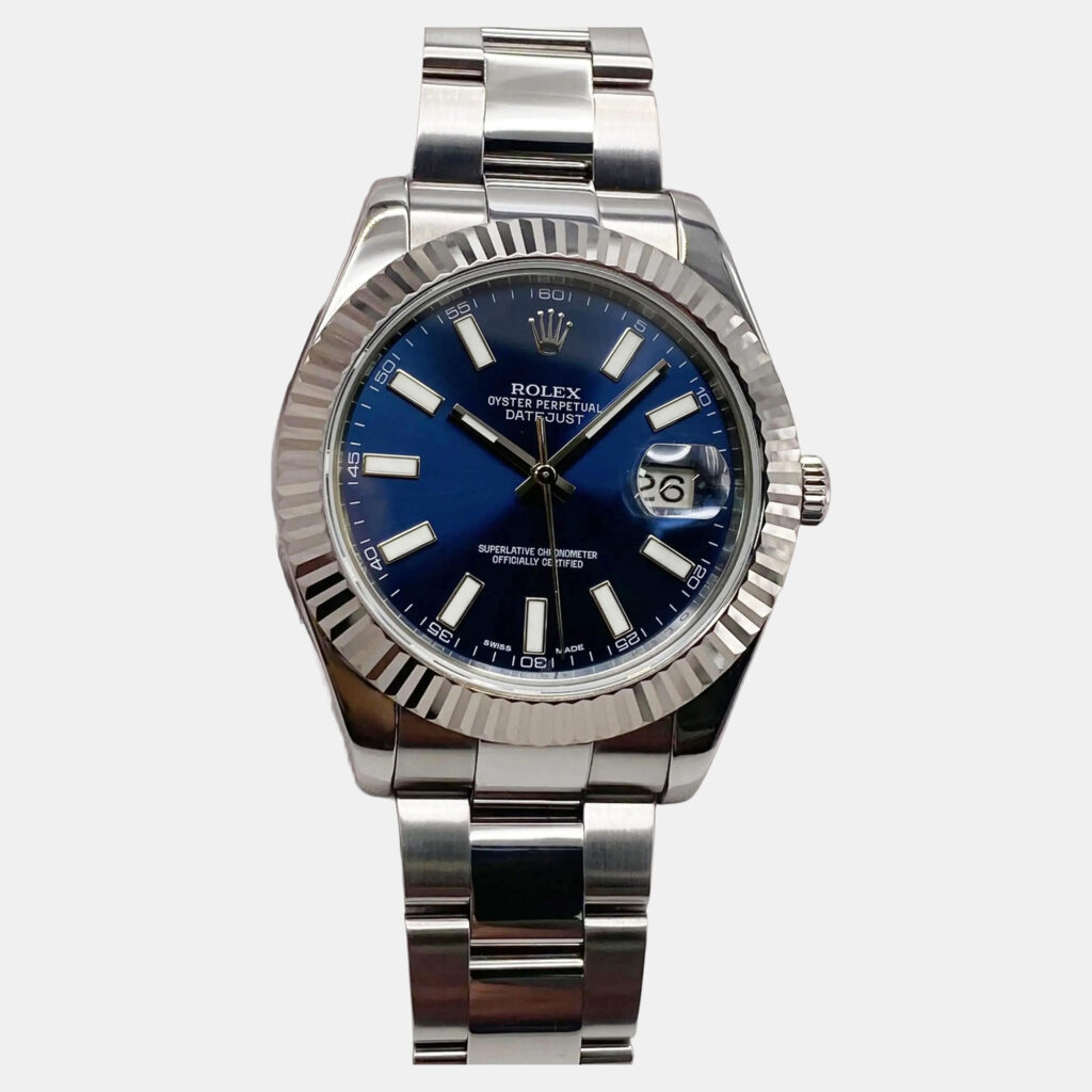 Rolex Datejust II 116334 Automatic Blue Dial Stainless Steel 18k White Gold Men's Wristwatch 41mm
