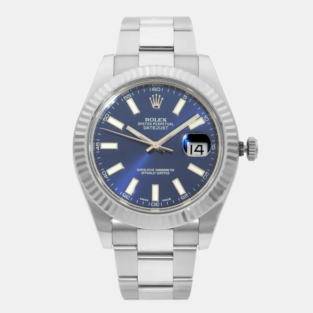 Rolex Datejust II 116334 Automatic Blue Dial Stainless Steel 18k White Gold Men's Wristwatch 41mm