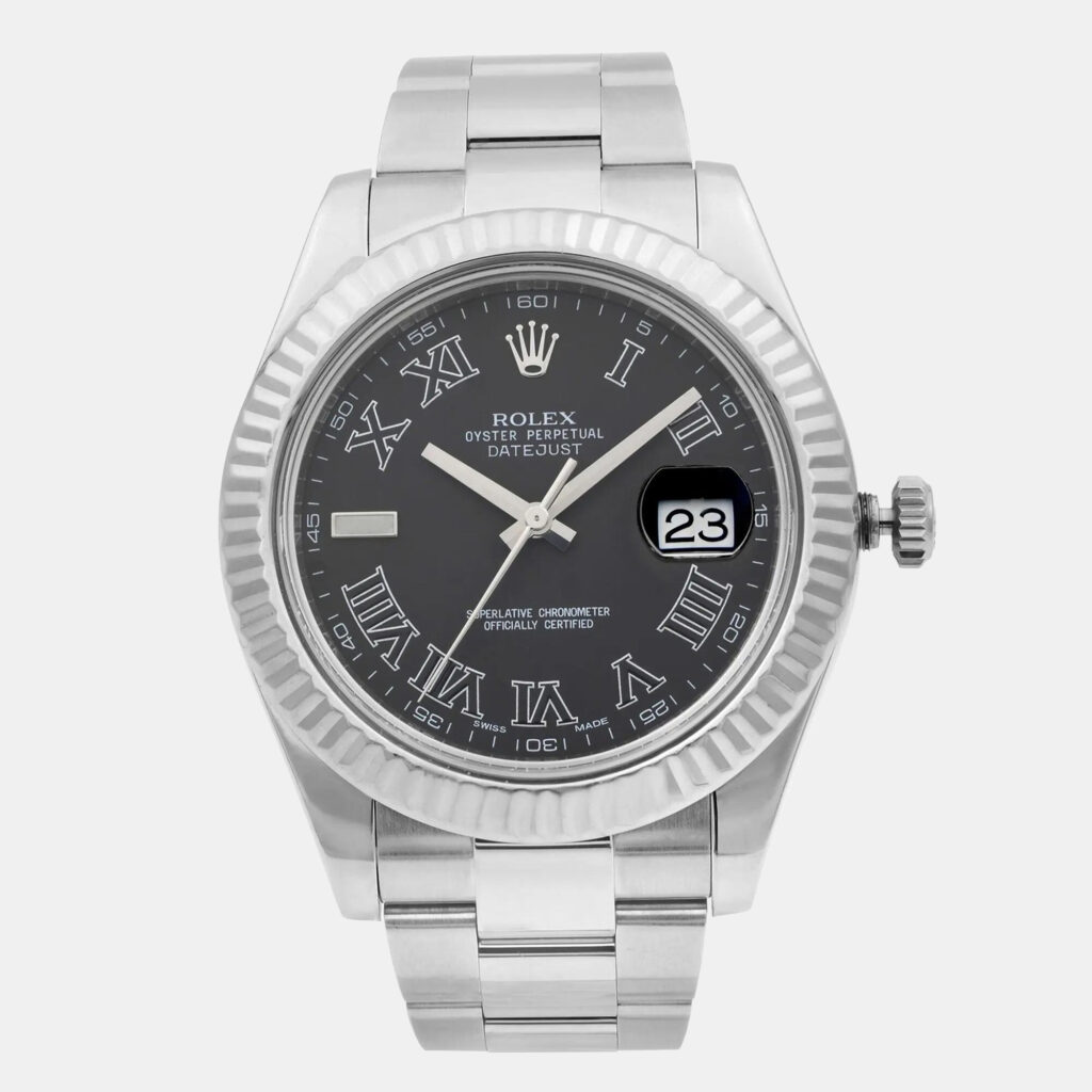 Rolex Datejust II 116334 Automatic Gray Dial Stainless Steel 18k White Gold Men's Wristwatch 41mm
