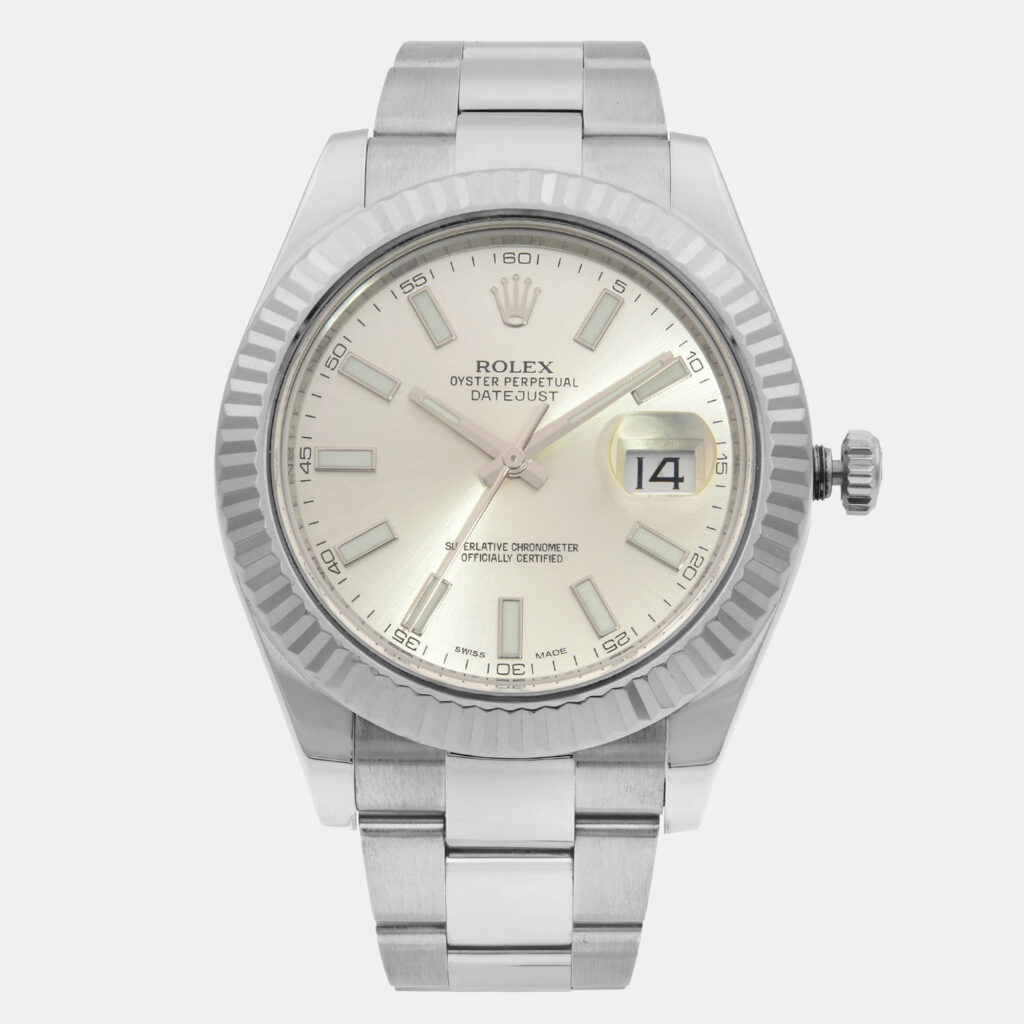 Rolex Datejust II 116334 Automatic Silver Dial Stainless Steel 18k White Gold Men's Wristwatch 41mm