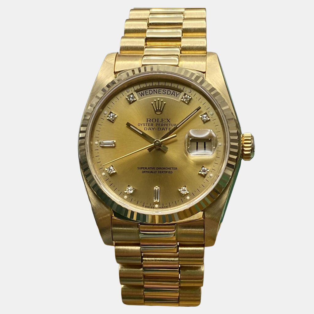 luxury-men-rolex-used-watches-p1246446-006-1.jpg Rolex Day-Date 18038 Automatic Champagne Dial Yellow Gold Diamond Men's Wristwatch 36mm
