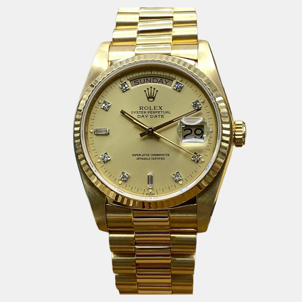 luxury-men-rolex-used-watches-p1246448-011-1.jpg Rolex Day-Date 18038 Automatic Champagne Diamond Dial Yellow Gold Men's Wristwatch 36mm