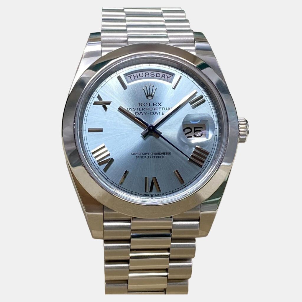 Rolex President Day-Date 228206 Automatic Icy Blue Roman Dial Platinum Men's Wristwatch 40mm Rolex President Day-Date 228206 Automatic Icy Blue Roman Dial Platinum Men's Wristwatch 40mm