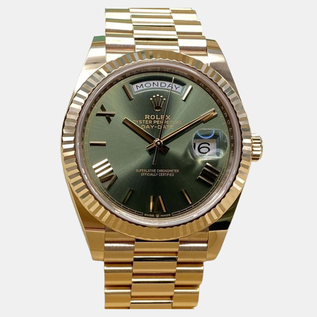 luxury-men-rolex-used-watches-p1246466-004-1.jpg Rolex President Day-Date 228235 Automatic Olive Green Dial 18k Rose Gold Men's Wristwatch 40mm