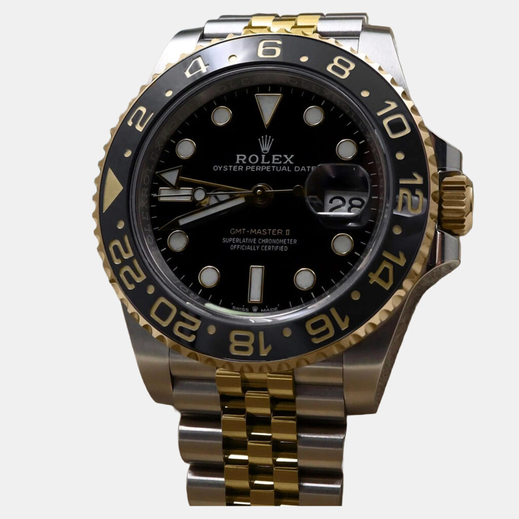 Rolex GMT-Master II 126713GRNR Automatic Black Dial 18k Yellow Gold Stainless Steel Men's Wristwatch 40mm