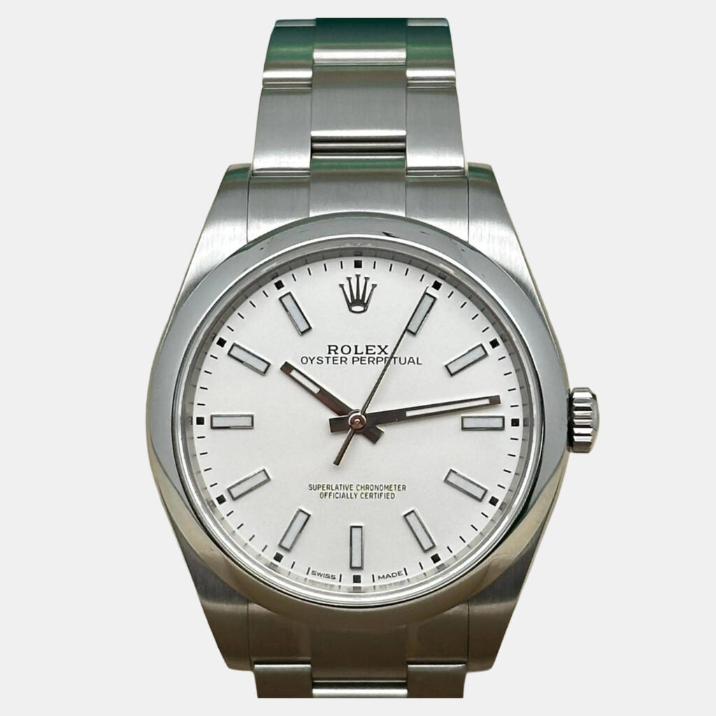Rolex Oyster Perpetual 114300 Automatic White Dial Stainless Steel Men's Wristwatch 39 mm