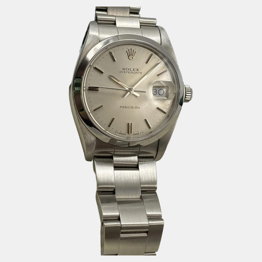 Rolex Oysterdate Precision 6694 Manual Wind Silver Dial Stainless Steel Men's Wristwatch 34mm