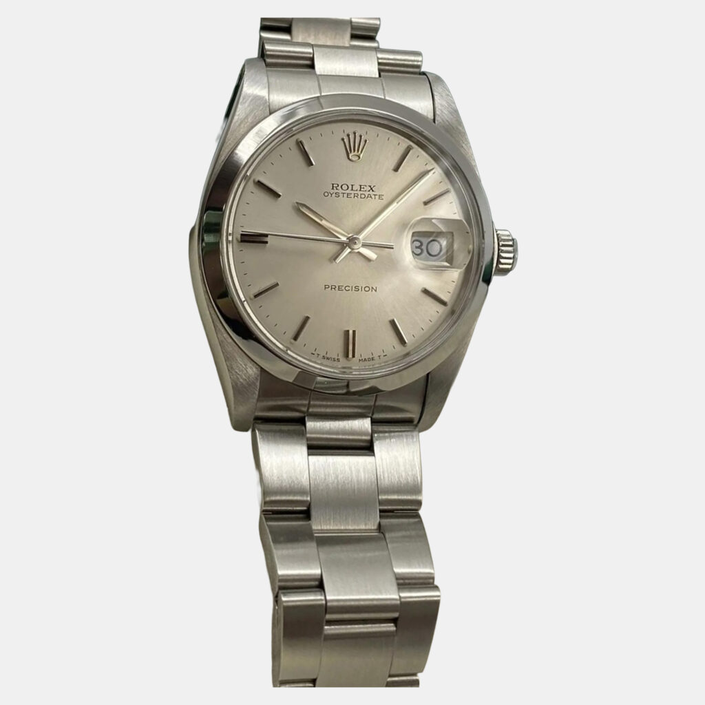 Rolex Oysterdate Precision 6694 Manual Wind Silver Dial Stainless Steel Men's Wristwatch 34mm