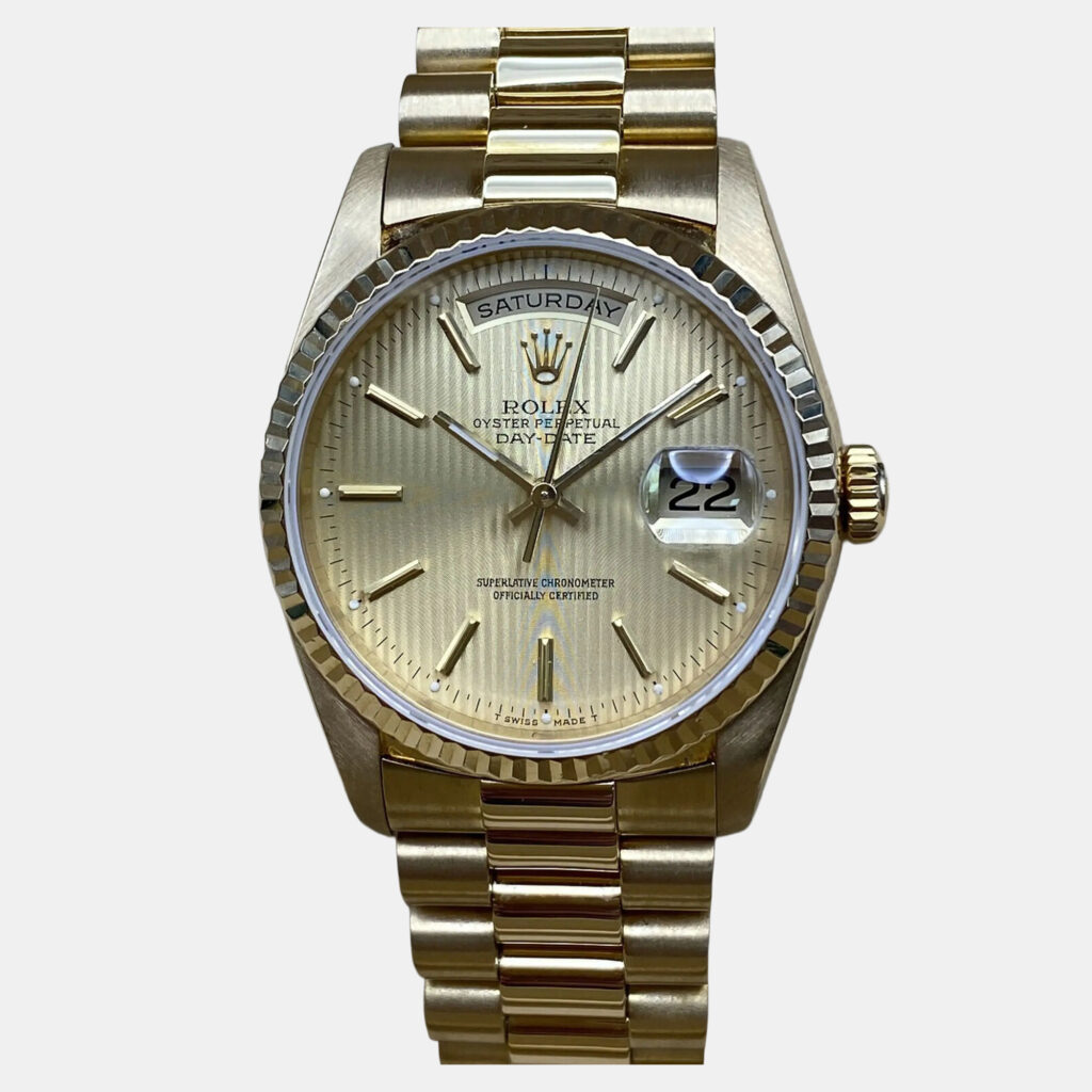 Rolex Day-Date 18238 Automatic Champagne Tapestry Dial Yellow Gold Men's Wristwatch 36mm Rolex Day-Date 18238 Automatic Champagne Tapestry Dial Yellow Gold Men's Wristwatch 36mm