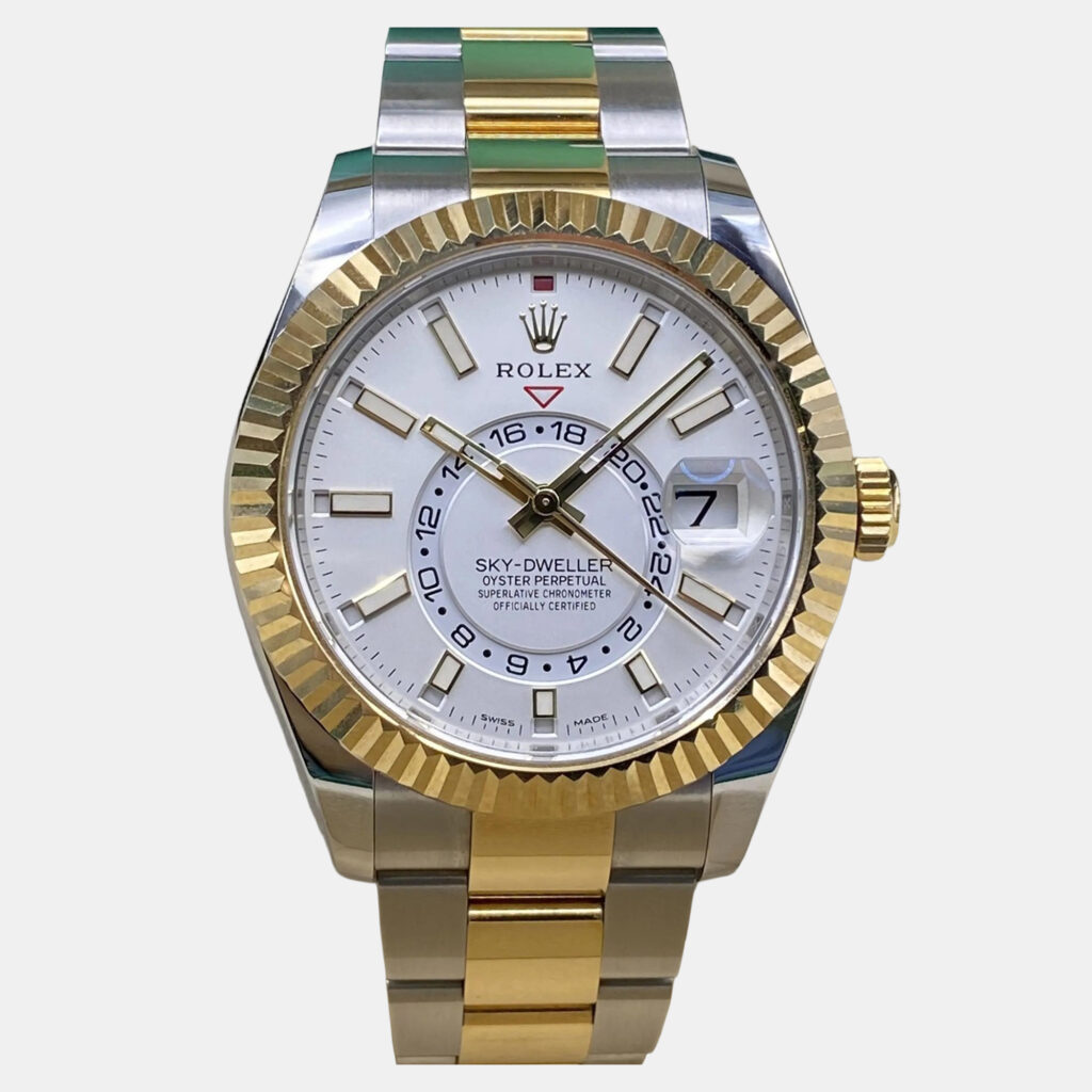 luxury-men-rolex-used-watches-p1247523-009-1.jpg Rolex Sky-Dweller 326933 Automatic White Dial Stainless Steel 18k Yellow Gold Men's Wristwatch 42 mm