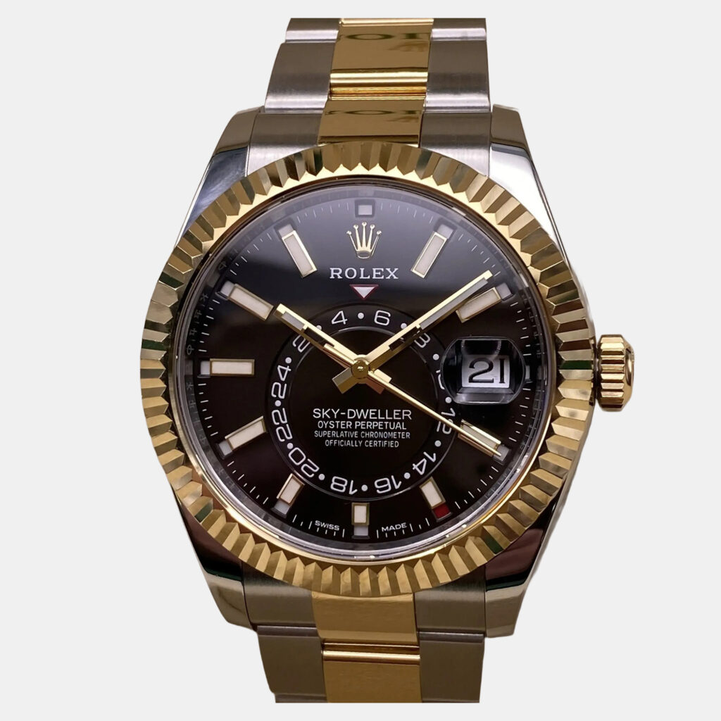 Rolex Sky-Dweller 326933 Automatic Black Dial Yellow Gold Stainless Steel Men's Wristwatch 42mm