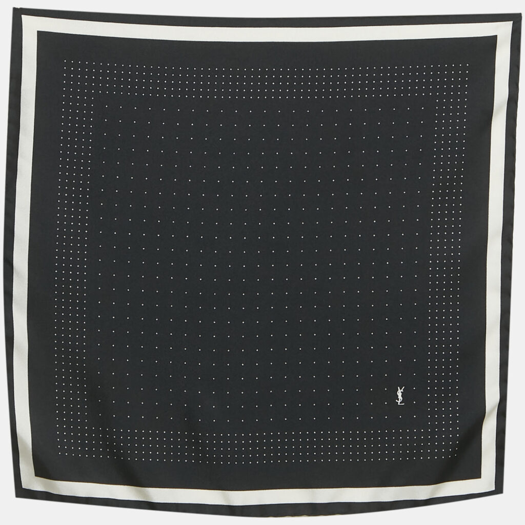 Saint Laurent Paris Black Dots Print Pocket Square Saint Laurent Paris Black Dots Print Pocket Square