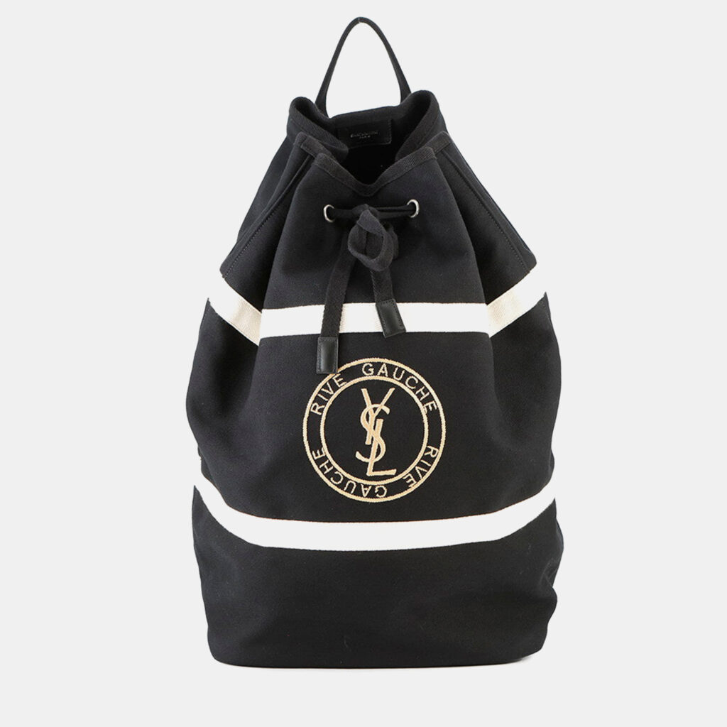 Saint Laurent Paris Rive Gauche Logo Sling Bag Black/White Canvas Saint Laurent Paris Rive Gauche Logo Sling Bag Black/White Canvas