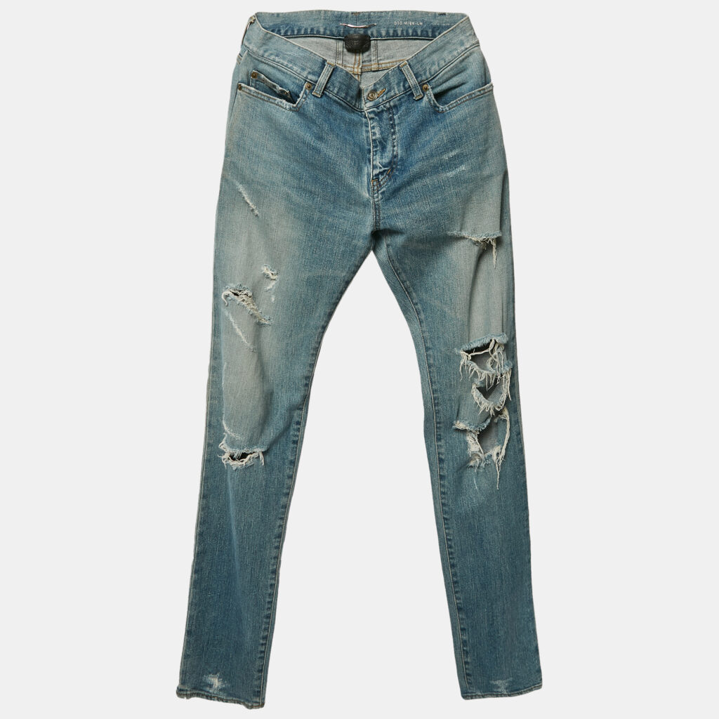 Saint Laurent Blue Ripped Denim Skinny Jeans M Waist 32" Saint Laurent Blue Ripped Denim Skinny Jeans M Waist 32"