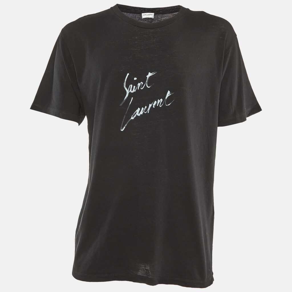 Saint Laurent Paris Black Signature Cotton Crew Neck T-Shirt M Saint Laurent Paris Black Signature Cotton Crew Neck T-Shirt M