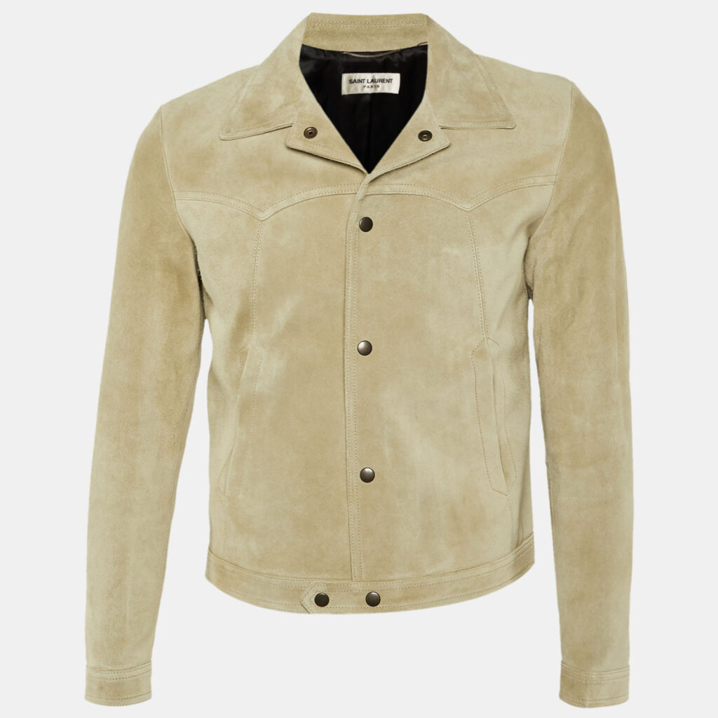 Saint Laurent Beige Suede Button Front Jacket S
