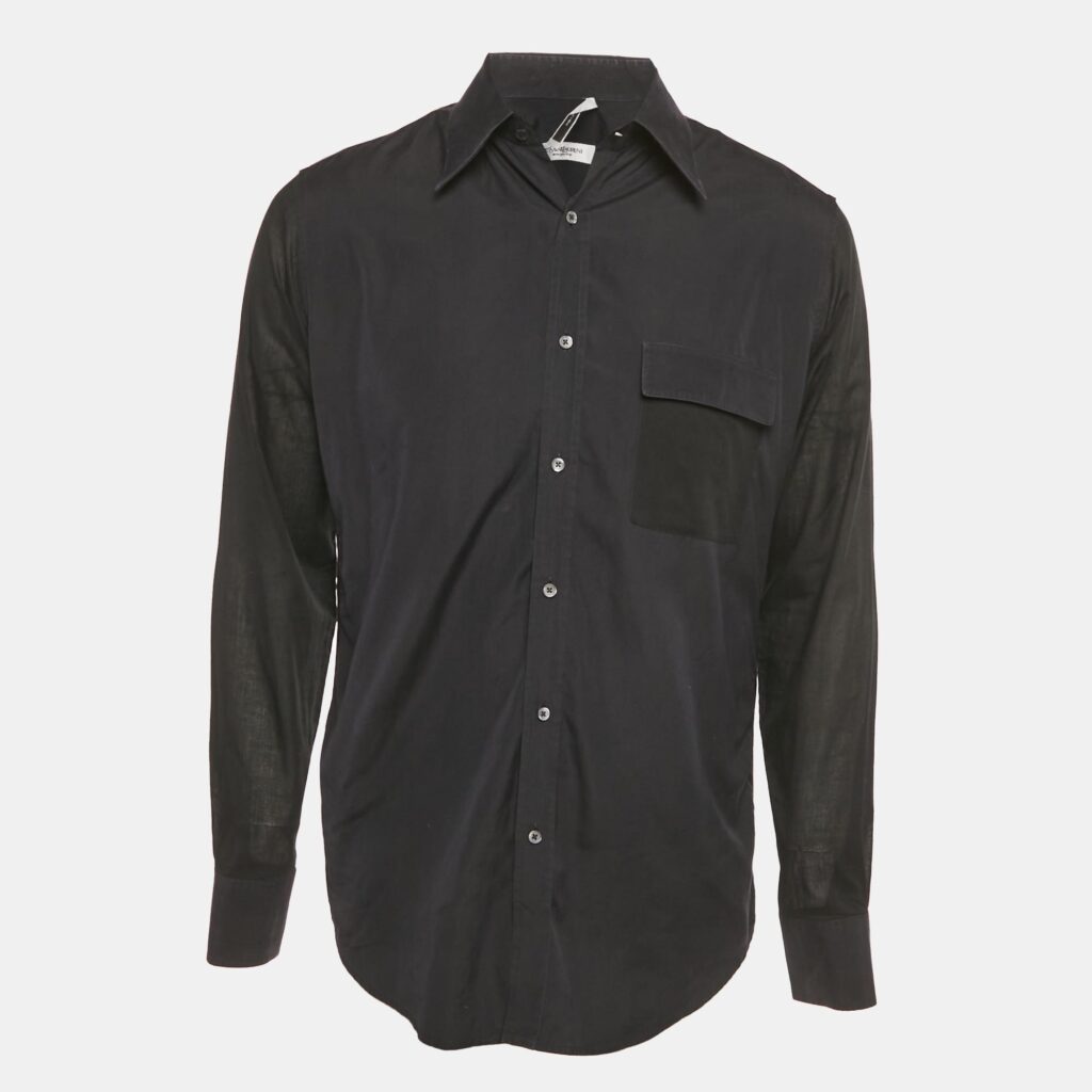 Saint Laurent Paris Black Paneled Cotton Shirt XL Saint Laurent Paris Black Paneled Cotton Shirt XL