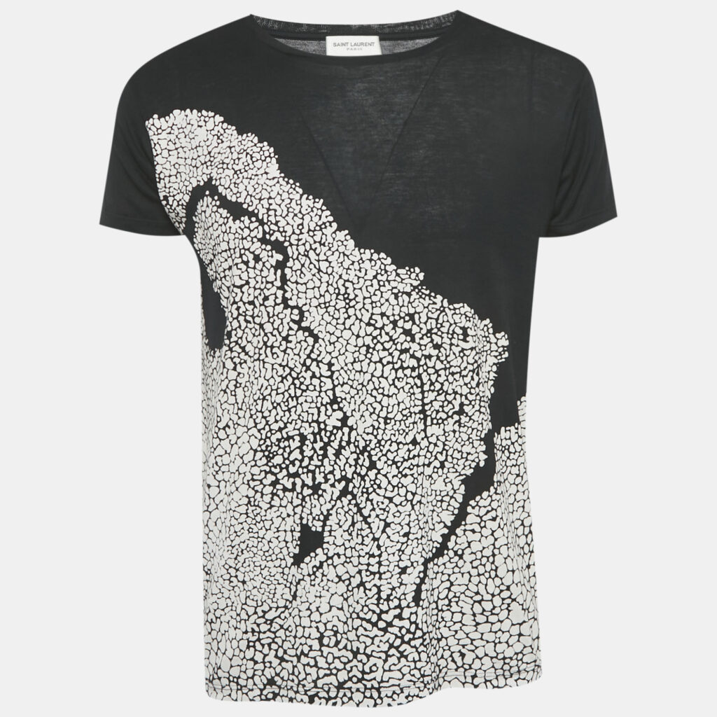 Saint Laurent Paris Black Printed Cotton T-Shirt S Saint Laurent Paris Black Printed Cotton T-Shirt S