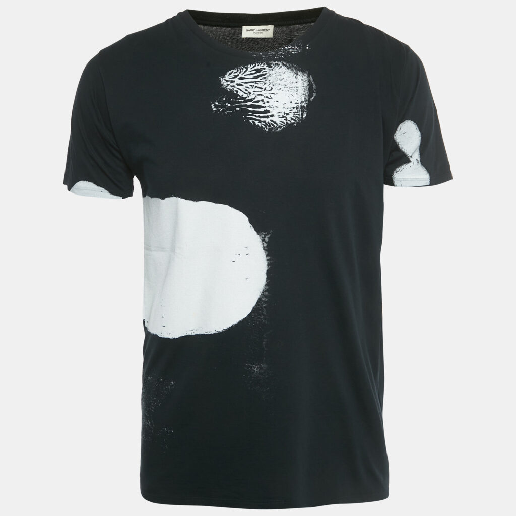 Saint Laurent Black Printed Cotton T-Shirt S Saint Laurent Black Printed Cotton T-Shirt S