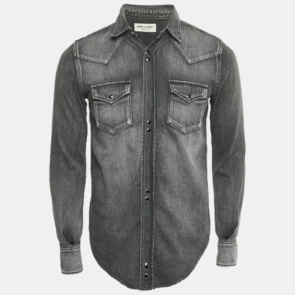 Saint Laurent Paris Black Denim Button-Up Shirt M Saint Laurent Paris Black Denim Button-Up Shirt M