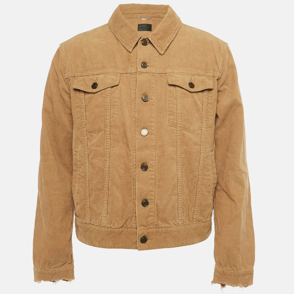 Saint Laurent Paris Brown Corduroy Ripped Cuff Jacket L Saint Laurent Paris Brown Corduroy Ripped Cuff Jacket L