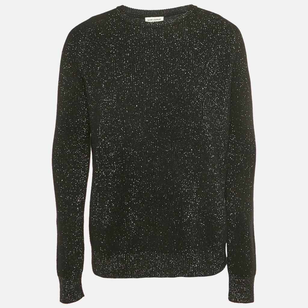 Saint Laurent Paris Black Lurex Wool Blend Sweater M Saint Laurent Paris Black Lurex Wool Blend Sweater M