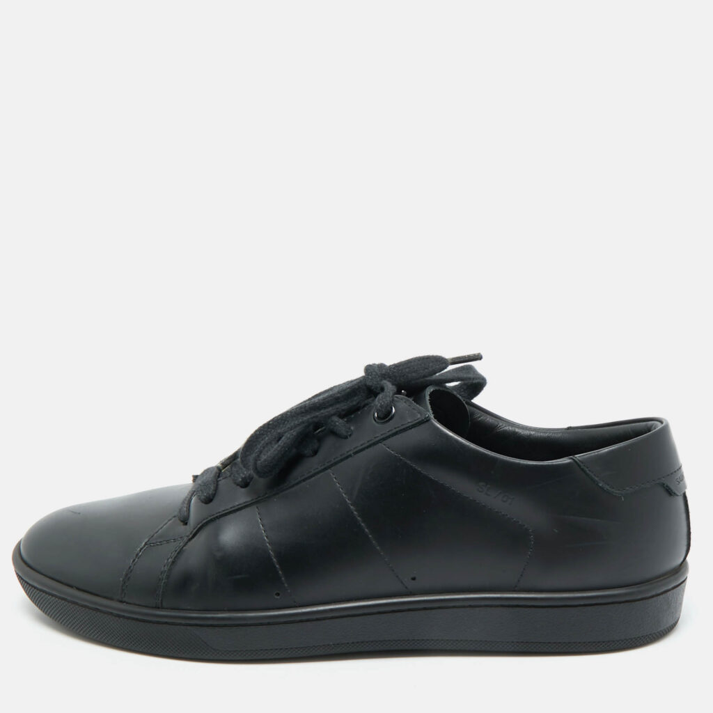 Saint Laurent Black Leather Court Classic Lips Low Top Sneakers Size 40 Saint Laurent Black Leather Court Classic Lips Low Top Sneakers Size 40