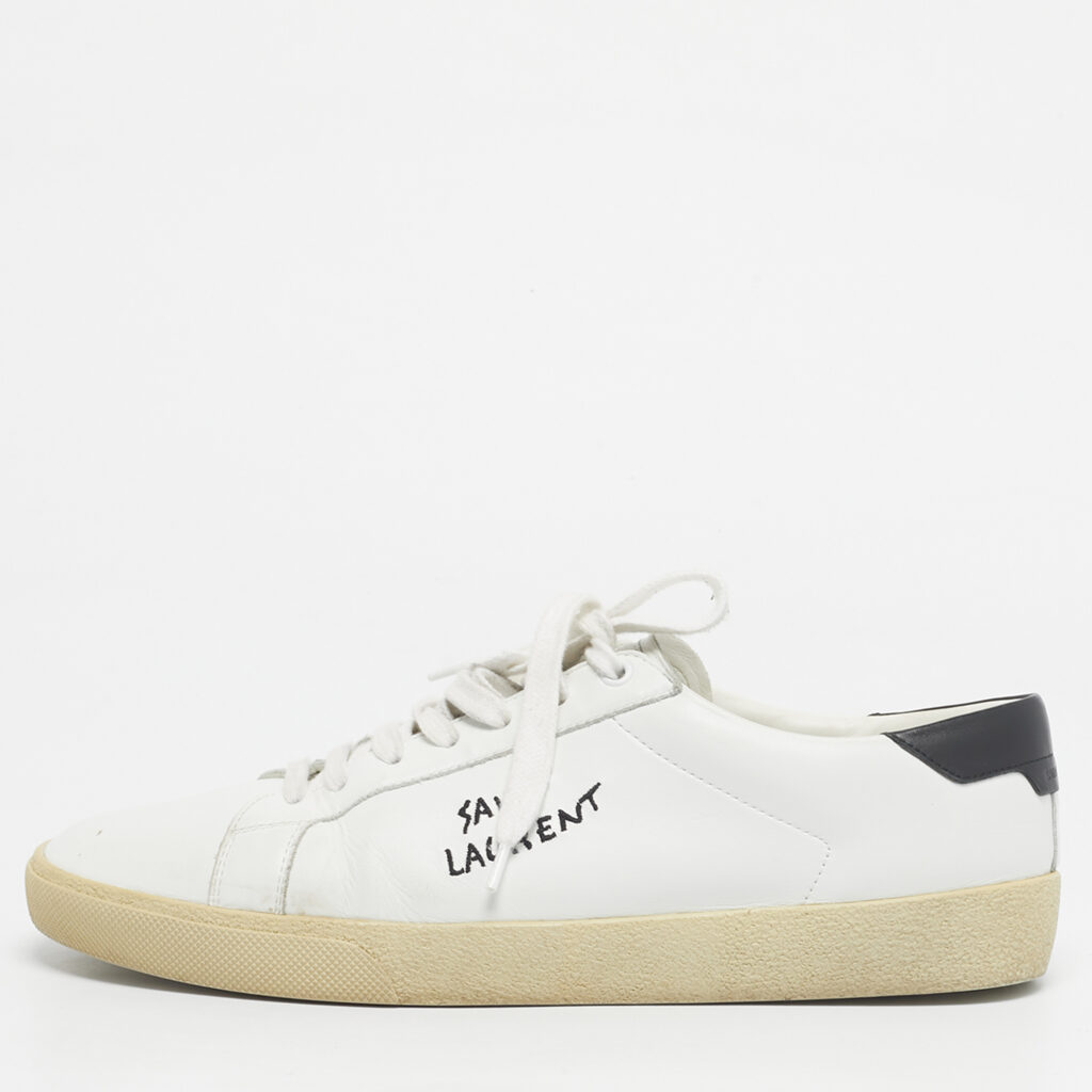 Saint Laurent Paris White Leather Court Classic Low Top Sneakers Size 44.5 Saint Laurent Paris White Leather Court Classic Low Top Sneakers Size 44.5