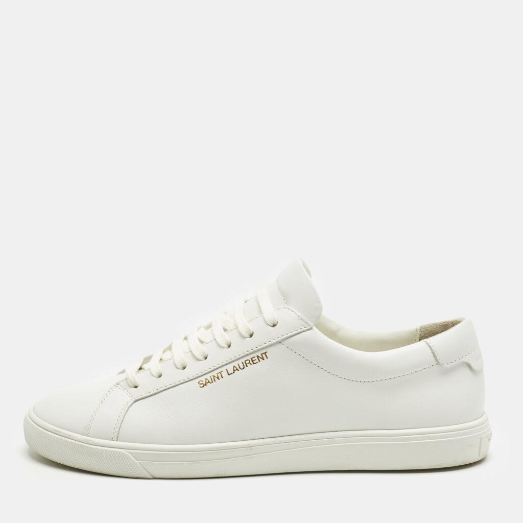 Saint Laurent White Leather Andy Lace Up Sneakers Size 41