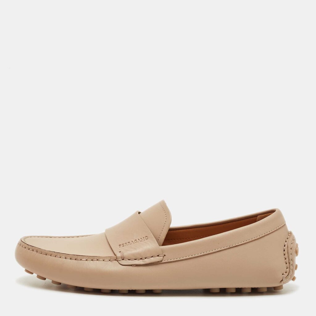 Salvatore Ferragamo Beige Leather Saddle Driving Loafers Size 41 Salvatore Ferragamo Beige Leather Saddle Driving Loafers Size 41