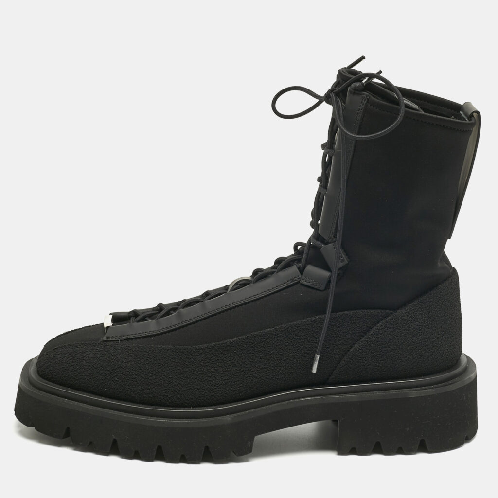 luxury-men-salvatore-ferragamo-new-shoes-p1217139-009-1.jpg Salvatore Ferragamo Black Stretch Fabric Atlante Combat Boots Size 42