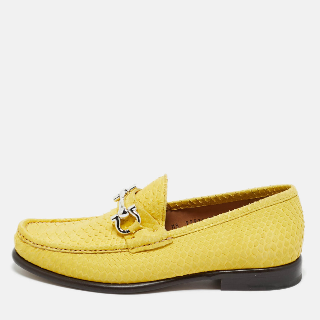 Salvatore Ferragamo Yellow Python Leather Mason Loafers Size 41 Salvatore Ferragamo Yellow Python Leather Mason Loafers Size 41