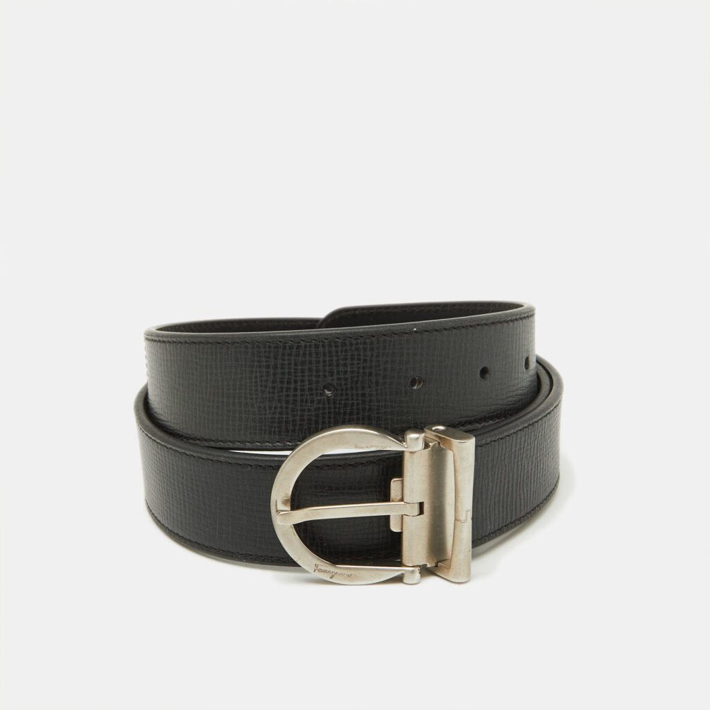 Salvatore Ferragamo Black Leather Cut to Size Reversible Buckle Belt Salvatore Ferragamo Black Leather Cut to Size Reversible Buckle Belt