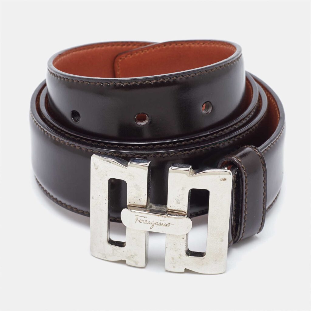 Salvatore Ferragamo Dark Brown Leather Waist Belt 80CM Salvatore Ferragamo Dark Brown Leather Waist Belt 80CM