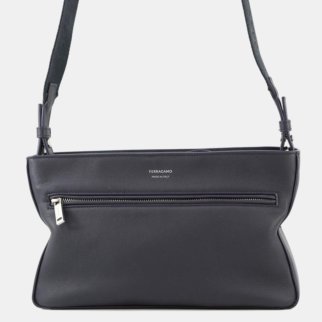 Ferragamo Star Shape Pouch 2Way Midnight Calf Leather Ferragamo Star Shape Pouch 2Way Midnight Calf Leather