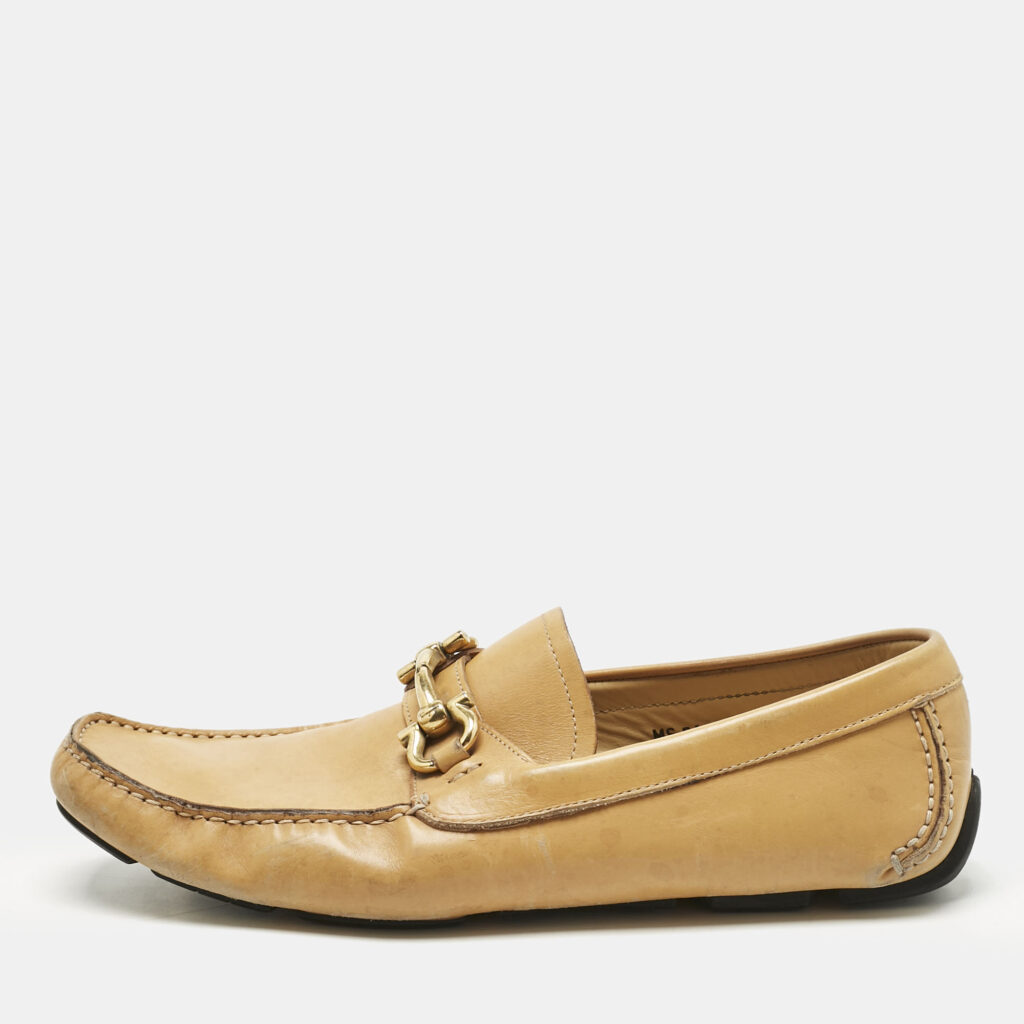 Salvatore Ferragamo Tan Leather Parigi Gancini Driver Loafers Size 43.5 Salvatore Ferragamo Tan Leather Parigi Gancini Driver Loafers Size 43.5