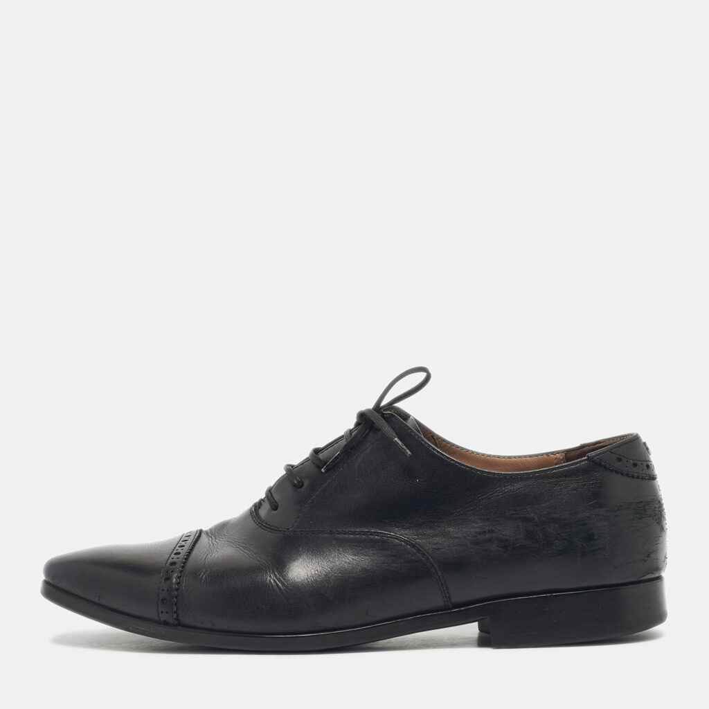 Salvatore Ferragamo Black Leather Lace Up Oxfords Size 43