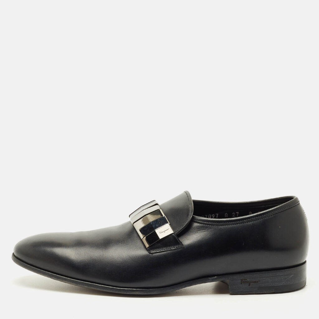 Salvatore Ferragamo Black Leather Embellished Slip On Loafers Size 42 Salvatore Ferragamo Black Leather Embellished Slip On Loafers Size 42