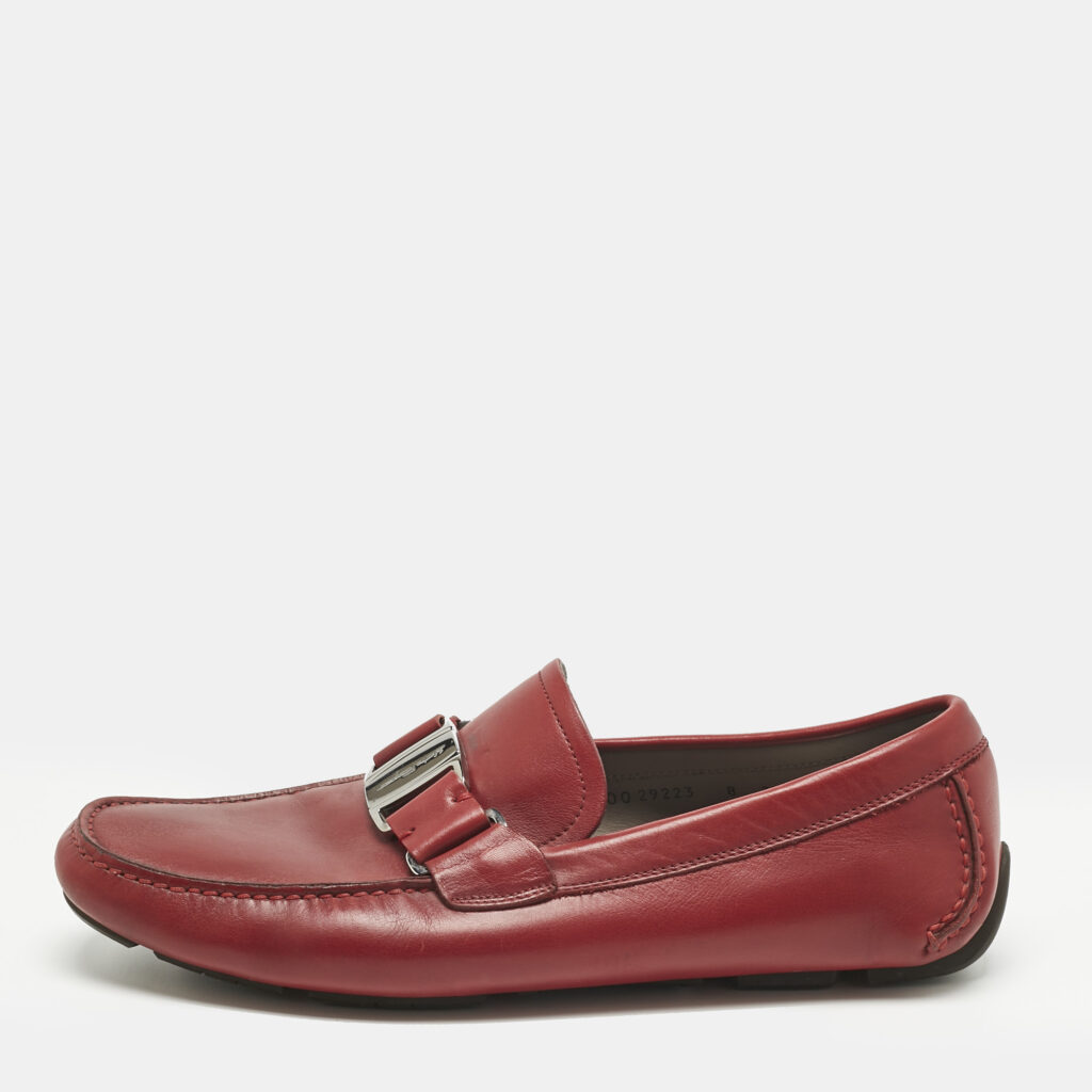 Salvatore Ferragamo Red Leather Sardegna Slip On Sneakers Size 42 Salvatore Ferragamo Red Leather Sardegna Slip On Sneakers Size 42