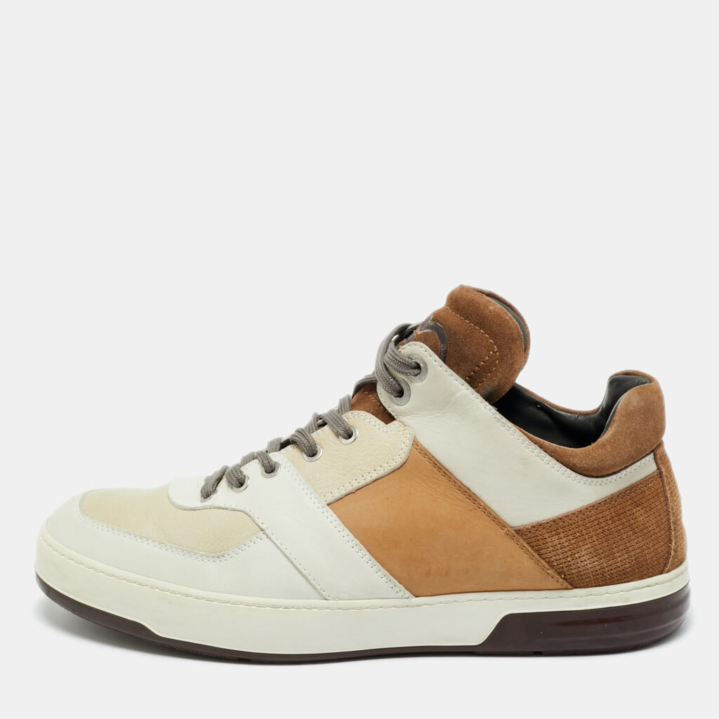 Salvatore Ferragamo Multicolor Nubuck Leather and Suede Monroe Lace Up Sneakers Size 43.5 Salvatore Ferragamo Multicolor Nubuck Leather and Suede Monroe Lace Up Sneakers Size 43.5