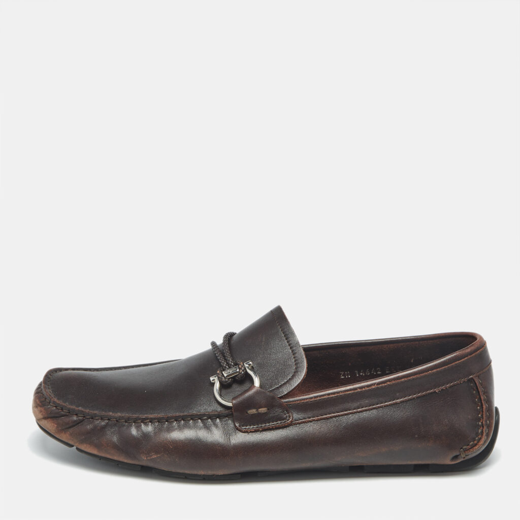 Salvatore Ferragamo Dark Brown Leather Gancini Loafers Size 44 Salvatore Ferragamo Dark Brown Leather Gancini Loafers Size 44